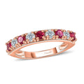 Ouro Fino Rubellite, Moissanite Ring in Vermeil RG Over Sterling Silver (Size 10.0) 1.00 ctw - Sticky add to cart bar