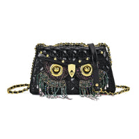 Luyitechuanqi Life Style Black Owl Shape Faux Leather Crossbody Bag (9.8"x3"x4.7") with Shoulder Strap