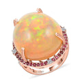 Luxoro 14K Rose Gold Ethiopian Welo Opal, Pink Tourmaline and Diamond G-H I2 Ring (Size 7.0) 36.20 ctw - Sticky add to cart bar