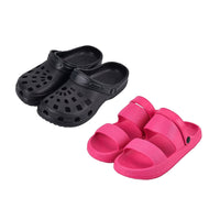 Set of 2 Softness and Flexibility EVA Pink Sandal & Black Clog (Size 38-39, 7)
