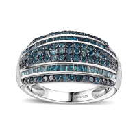 Diamond Multi Row Band Ring in Platinum Over Sterling Silver (Size 10.0) 1.00 ctw
