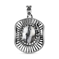 Artisan Crafted White Buffalo Cowboy Hat Pendant in Sterling Silver 5.30 ctw