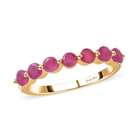 Premium Montepuez Ruby 7 Stone Ring in Vermeil YG Over Sterling Silver (Size 6.0) 1.25 ctw