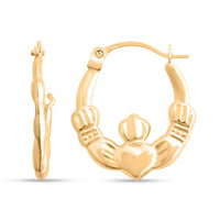 14K Yellow Gold Claddagh Hoop Earrings (0.50 g)