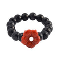 TLV White Jade Carved Flower, Freshwater Pearl, Shungite Beaded Bracelet in Rhodium Over Sterling Silver (6.50-7.00In) 110.00 ctw - Sticky add to cart bar