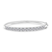 Blue Moissanite Bangle Bracelet in Platinum Over Sterling Silver (6.50 In) 6.50 ctw