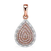 Luxoro 10K Rose Gold I3 Natural Pink and White Diamond Pear Shape Pendant 0.50 ctw
