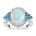 Premium Rainbow Moonstone, Multi Gemstone Ring in Platinum Over Sterling Silver (Size 10.0) 5.65 ctw - Sticky add to cart bar