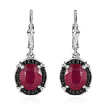 Niassa Ruby (FF) and Thai Black Spinel Lever Back Earrings in Platinum Over Sterling Silver 8.35 ctw - Sticky add to cart bar