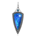 Sajen Silver Blue Low Dom Quartz Doublet Opal and Swiss Blue Topaz Pendant in Platinum Over Sterling Silver 8.00 ctw - Sticky add to cart bar