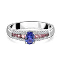 AAA Tanzanite and Multi Gemstone Ring in Platinum Over Sterling Silver (Size 10.0) 0.90 ctw - Sticky add to cart bar