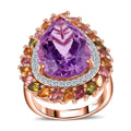 Rose De France Amethyst and Multi Gemstone Ring in Vermeil Rose Gold Over Sterling Silver (Size 10.0) 13.50 ctw - Sticky add to cart bar