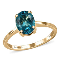 Luxoro Premium Betroka Blue Apatite Solitaire Ring, Paraiba Apatite Ring, 10K Yellow Gold Ring, Wedding Ring 1.35 ctw