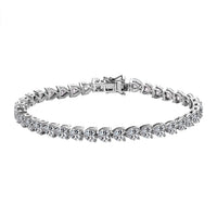 Moissanite Heart Tennis Bracelet in Platinum Over Sterling Silver (8.00 In) 14.00 ctw