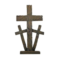 Closeout Brown Polyresin Triple Cross Decor with Base