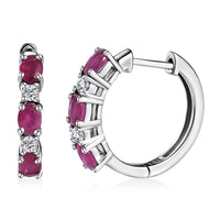 Premium Montepuez Ruby and Moissanite Hoop Earrings in Platinum Over Sterling Silver 1.50 ctw