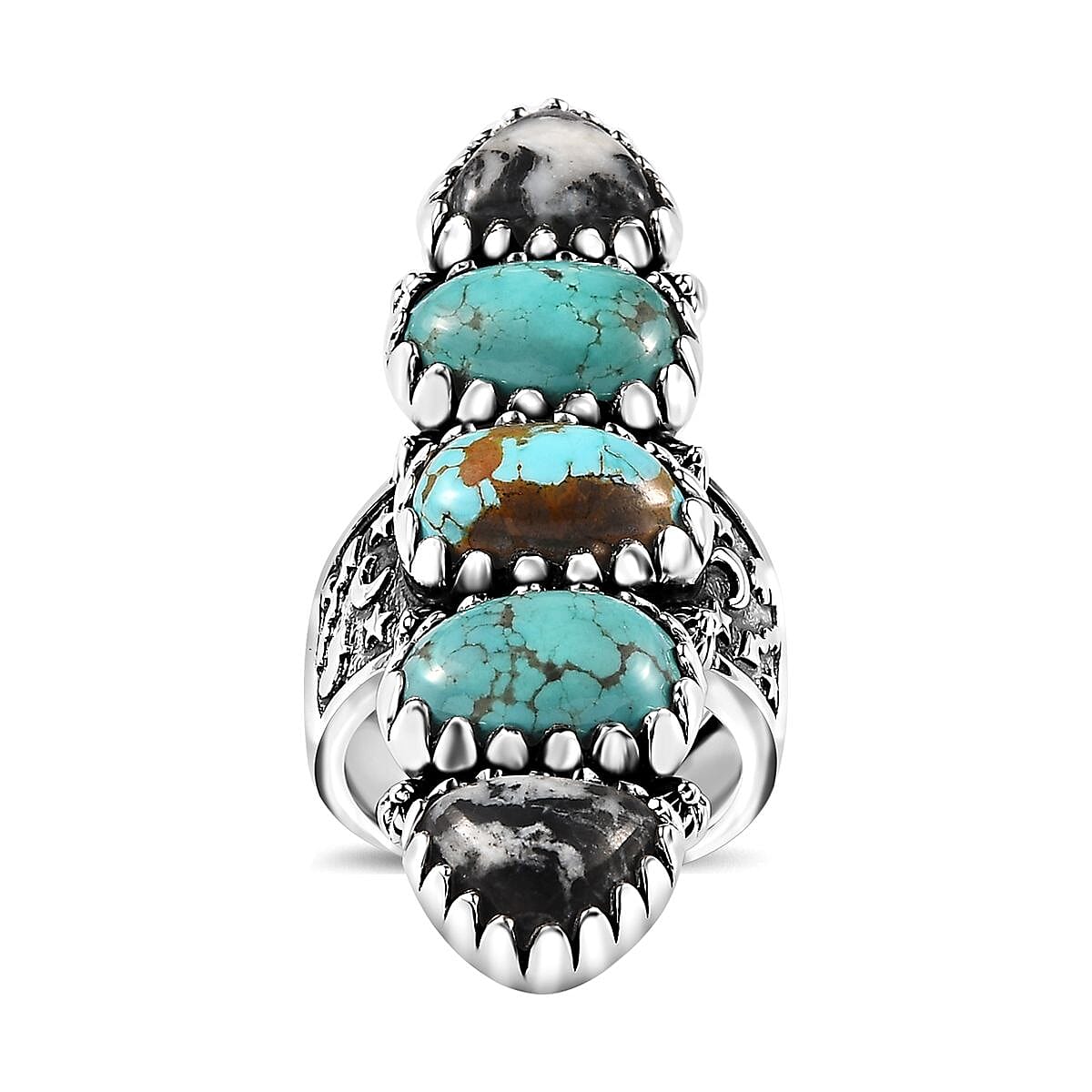 Artisan Crafted Premium Sierra Nevada Turquoise, White Buffalo Ring in Sterling Silver (Size 10.0)