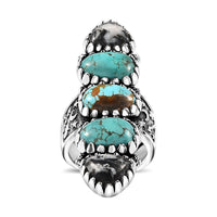 Artisan Crafted Sierra Nevada Turquoise and White Buffalo Ring in Sterling Silver  (Size 10.0)