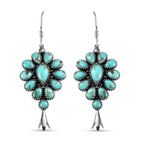 Artisan Crafted Sierra Nevada Turquoise Dangle Earrings in Sterling Silver 11.85 ctw