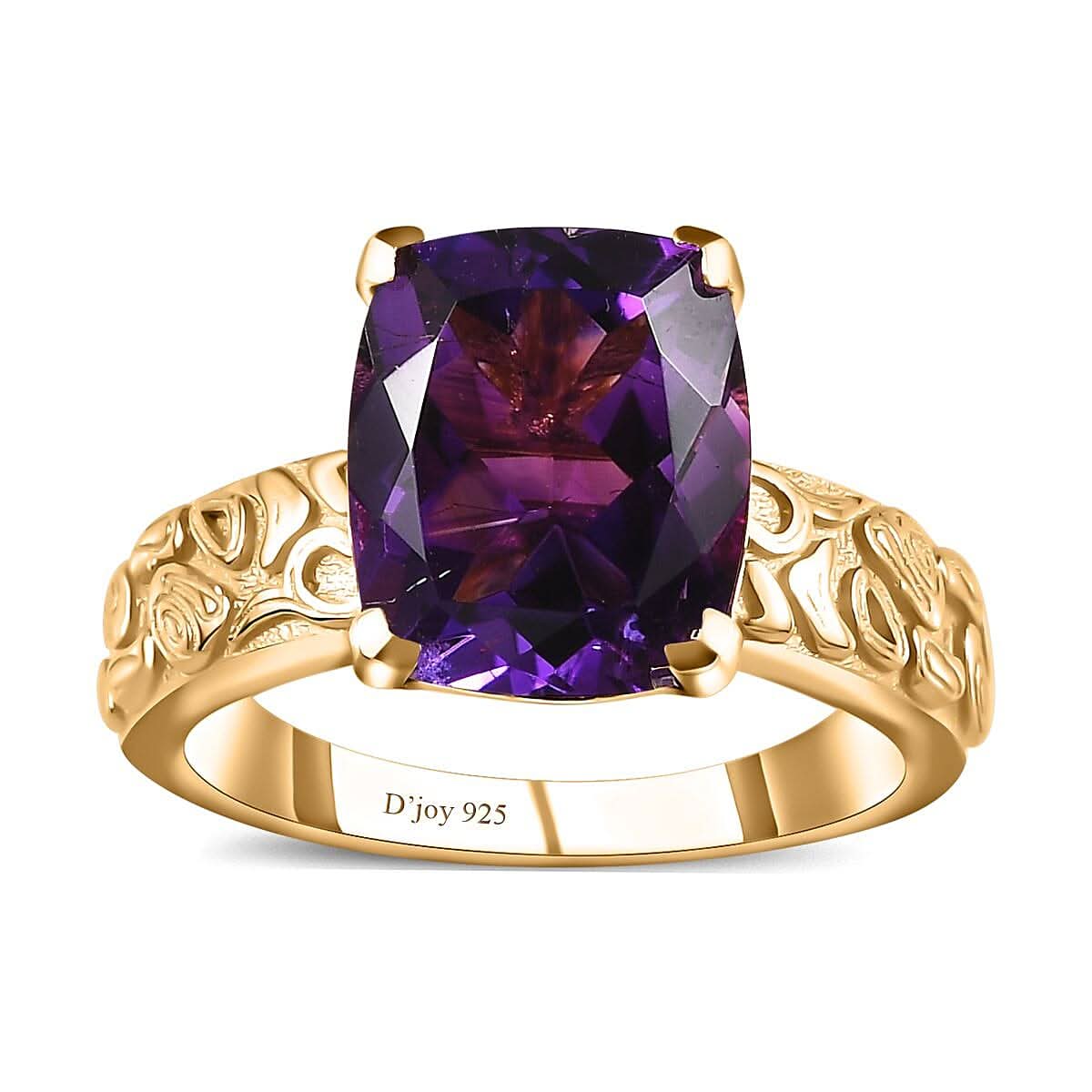 Moroccan Amethyst Solitaire Ring in Vermeil Yellow Gold Over Sterling Silver (Size 10.0) 4.10 ctw