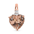 Luxoro 14K Rose Gold AAA Marropino Morganite and G-H I1 Diamond Heart Pendant without Chain 5.15 ctw - Sticky add to cart bar