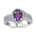 Moroccan Amethyst and Moissanite Ring in Platinum Over Sterling Silver (Size 10.0) 1.75 ctw - Sticky add to cart bar