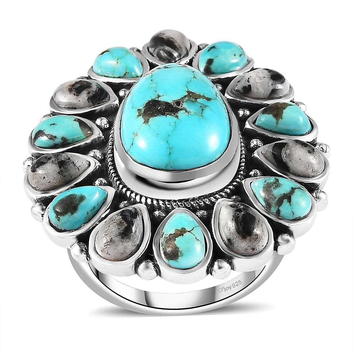 Artisan Crafted Premium Sierra Nevada Turquoise, White Buffalo Ring in Sterling Silver (Size 10.0) 12.65 ctw