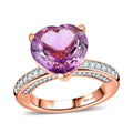 Rose De France Amethyst, Moissanite Ring in Vermeil RG Over Sterling Silver (Size 10.0) 7.90 ctw - Sticky add to cart bar