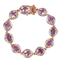 Premium Rose De France Amethyst Bracelet in Vermeil RG and Platinum Over Sterling Silver (6.50 In) 14.65 ctw