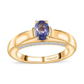 Tanzanite and White Zircon Ring in Vermeil Yellow Gold Over Sterling Silver 1.20 ctw - Sticky add to cart bar