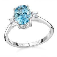 Certified & Appraised ILIANA 18K White Gold AAA Santa Maria Aquamarine and G-H SI Diamond Ring 2.35 Grams 2.00 ctw
