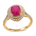 Certified & Appraised ILIANA 18K Yellow Gold AAA Ruby and G-H SI Diamond Ring 4.60 Grams 2.85 ctw - Sticky add to cart bar
