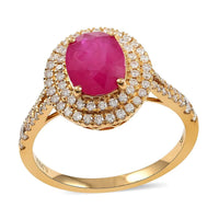 Certified & Appraised ILIANA 18K Yellow Gold AAA Ruby and G-H SI Diamond Ring 4.60 Grams 2.85 ctw