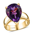 African Amethyst Solitaire Ring in Vermeil Yellow Gold Over Sterling Silver (Size 10.0) 10.50 ctw - Sticky add to cart bar