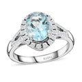 Certified & Appraised Iliana 18K White Gold AAA Santa Maria Aquamarine and G-H SI Diamond Ring (Size 10.0) 2.00 ctw - Sticky add to cart bar