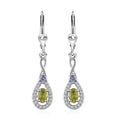 Premium Sava Sphene and Multi Gemstone Lever Back Earrings in Platinum Over Sterling Silver 1.00 ctw - Sticky add to cart bar