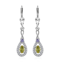 Premium Sava Sphene and Multi Gemstone Lever Back Earrings in Platinum Over Sterling Silver 1.00 ctw