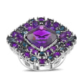 African Amethyst and London Blue Topaz Double Halo Ring in Platinum Over Sterling Silver (Size 10.0) 21.30 ctw - Sticky add to cart bar