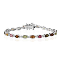 Multi-Tourmaline and White Zircon Bracelet in Platinum Over Sterling Silver (6.50 In) 5.50 ctw (Del. in 5-7 Days)
