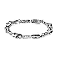 TLV Bali Legacy Sterling Silver Engraved Rectangular Link Bracelet (6.50 In) (15.50 g)