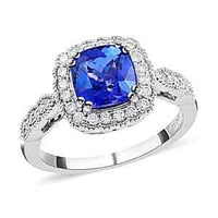 18K White Gold AAA Tanzanite and G-H SI Diamond Ring 6.10 Grams 2.35 ctw