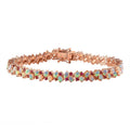 Bali Legacy Ethiopian Welo Opal and Orissa Rhodolite Garnet Bracelet in Vermeil Rose Gold Over Sterling Silver (8.00 In) 10.75 ctw - Sticky add to cart bar