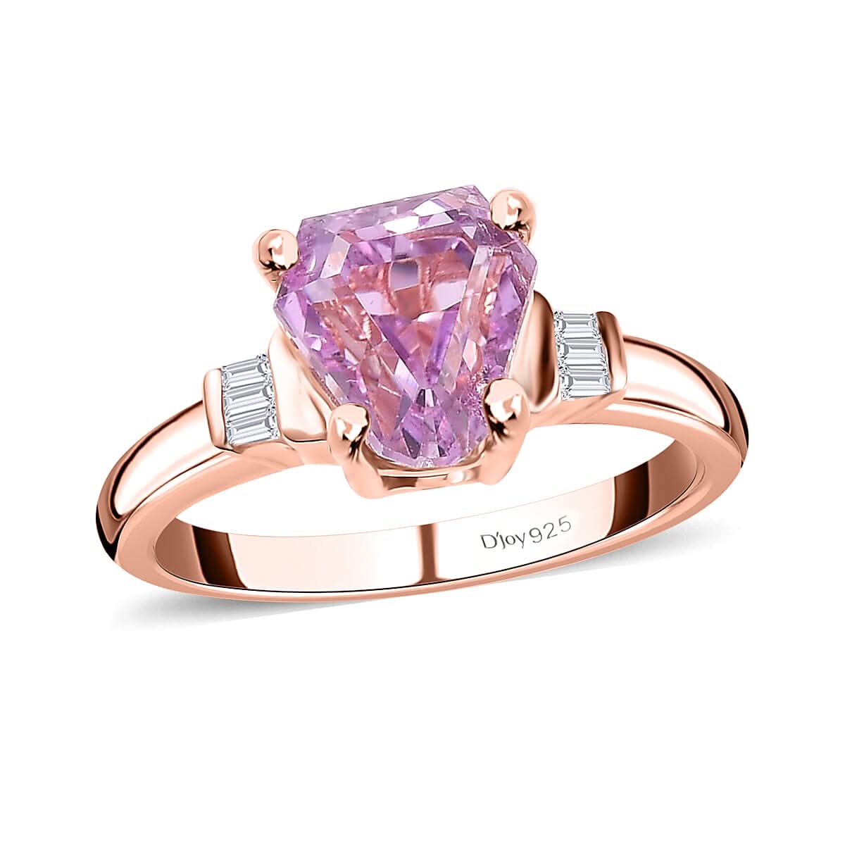 AAA Patroke Kunzite and Diamond Ring in Vermeil Rose Gold Over Sterling Silver 3.15 ctw