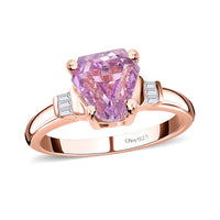 AAA Patroke Kunzite and Diamond Ring in Vermeil Rose Gold Over Sterling Silver 3.15 ctw