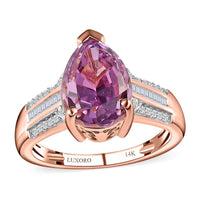Luxoro 14K Rose Gold AAA Patroke Kunzite, Diamond (I2) (0.22 cts) Ring (Size 7.0) (4.60 g) 5.60 ctw
