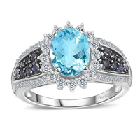 Premium Mangoro Aquamarine, Multi Gemstone Ring in Platinum Over Sterling Silver (Size 9.0) 2.90 ctw