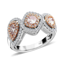 Modani 14K Rose and White Gold Natural Pink and White Diamond VS-SI Ring (Size 10.0) 6.15 Grams 1.50 ctw (Del. in 10-12 Days)