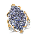 Tanzanite Elongated Ring in 14K YG and Platinum Over Sterling Silver (Size 10.0) 4.40 ctw - Sticky add to cart bar