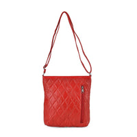 Black Quilted Checker Pattern Genuine Leather Crossbody Bag (10"x9.5"x2") with Adjustable Shoulder Strap