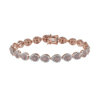 Luxoro 10K Rose Gold Natural Pink and White Diamond (I3-G-H)Bracelet (7.25 In) 10 Grams 2.50 ctw